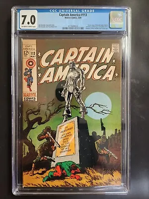Buy Captain America #113 CGC 7.5 (1969) - Classic Steranko Cover Nick Fury&Avengers! • 71.37£