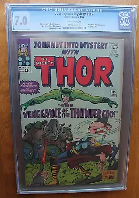 Buy 1965 Journey Into Mystery With The Mighty Thor #115 CGC 7.0 Marvel Comic Book G6 • 224.42£