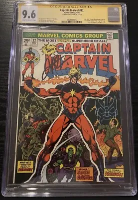 Buy CAPTAIN MARVEL #32 SS CGC 9.6 SIGNED JIM STARLIN ORIGIN OF DRAX Avengers #125 • 219.87£