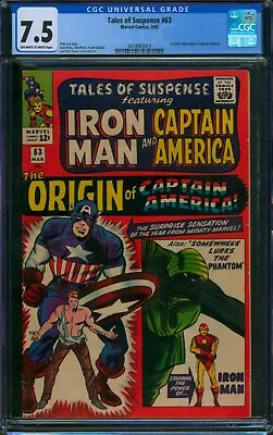 Buy Tales Of Suspense #63 🌟 CGC 7.5 🌟 1st Silver Age Captain America Origin! 1965 • 217.33£
