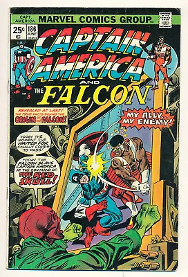 Buy Marvel Captain America Origin Of The Falcon Key Issue #186 Comic 3.5 VG- 1975 • 3.74£