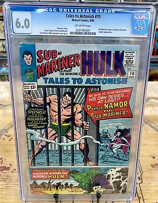 Buy TALES TO ASTONISH #70 CGC 6.0 Sub Mariner + Hulk Solo Stories Begin - Key Issue • 120.01£