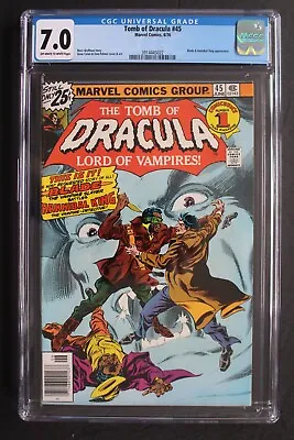 Buy TOMB OF DRACULA #45 First Full DEACON FROST 1976 Hannibal King BLADE MCU CGC 7.0 • 55.17£