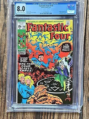 Buy Fantastic Four #110 CGC VF 8.0 Off White To White Pages Marvel 1971 • 120.64£