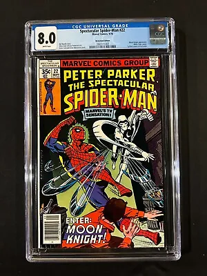 Buy Spectacular Spider-Man #22 CGC 8.0 (1978) - Moon Knight App • 47.29£