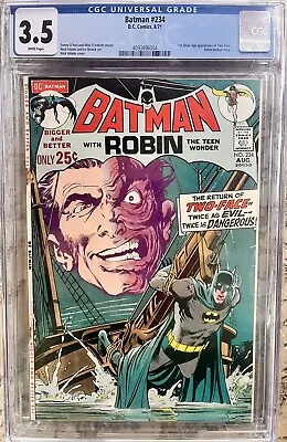 Buy Batman #234 CGC 3.5 WHITE Pages 1st Silver Age Two Face Neal Adams • 276.71£