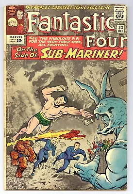 Buy Fantastic Four 33 (NO PIN-UP) Kirby! 1st ATTUMA! Sub-Mariner! 1964 Marvel Y530 • 23.98£