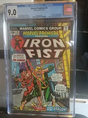 Buy Marvel Premiere #16 1974 Cgc 9.0 Off White -white Origin+2nd App. Iron Fist Key  • 178.75£
