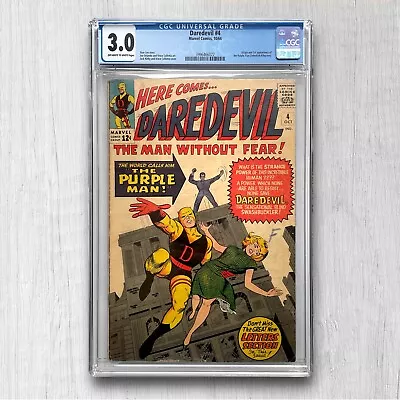 Buy Daredevil #4 (Marvel 1964) CGC 3.0 | First Appearance Of Purple Man. Jack Kirby • 155£