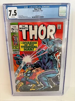 Buy Marvel Thor #170 Comic CGC Graded 7.5 • 110.82£