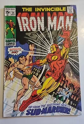 Buy Iron Man #25 Bronze Age Marvel Comics Battle Of Iron Man Vs Sub-Mariner  • 15£