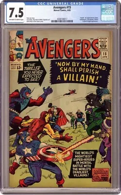 Buy Avengers #15 - 1965 - CGC 7.5 -  Death  Of Original Baron Zemo. • 205.82£