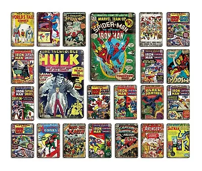 Buy Metal Poster Wall Decoration Tin Sign Plaque Vintage Marvel Comic Book Heroes • 14.24£