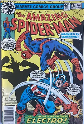 Buy Amazing Spider-Man #187 December 1978 Captain America & Electro Starlin Artwork • 24.99£