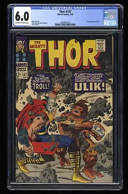 Buy Thor #137 CGC FN 6.0 Off White To White 1st Appearance Ulik! Tales Of Asgard! • 63.96£
