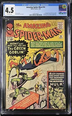 Buy Amazing Spider-Man #14 CGC VG+ 4.5 Off White 1st Appearance Green Goblin! • 1,770.17£