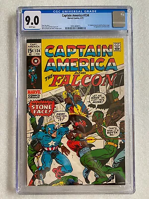 Buy Captain America #134 CGC 9.0 1971 1st Captain America + Falcon Logo, Stone-Face • 217.68£