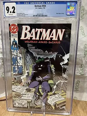 Buy Batman #450 CGC 9.2 (DC 1990)  Brief Origin Of The Joker! Graded New Slab • 27.67£