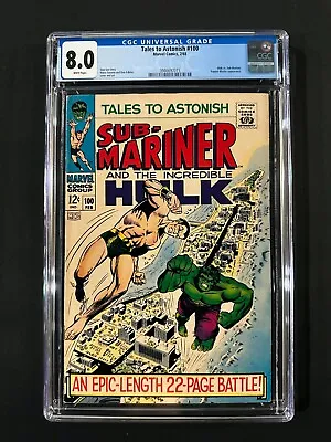 Buy Tales To Astonish #100 CGC 8.0 (1968) - Sub-Mariner & Hulk - WHITE Pages • 184.98£