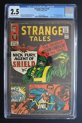 Buy Strange Tales #135 ORIGIN 1st Colonel NICK FURY MCU Agent Of SHEILD 1965 CGC 2.5 • 72.71£
