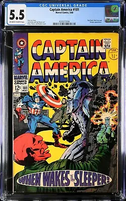 Buy Captain America #101 1968 CGC 5.5 OW/W | Red Skull Awakes Sleeper | 4330272006 • 79£