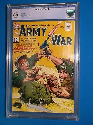 Buy OUR ARMY AT WAR # 114 - CBCS VF- 7.5 - WHITE Pgs - 1962 SGT ROCK • 181.80£