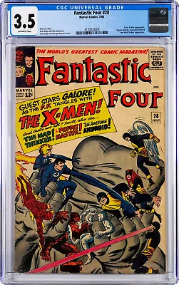 Buy Fantastic Four #28 - Marvel 7/64 1964 CGC 3.5 X-Men, Puppet Master, Mad Thinker • 153.93£
