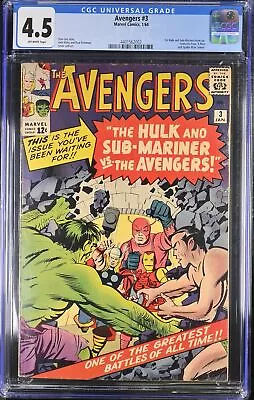 Buy Avengers #3 CGC VG+ 4.5 Off White 1st Hulk And Sub-Mariner Team-Up! Jack Kirby! • 339.17£