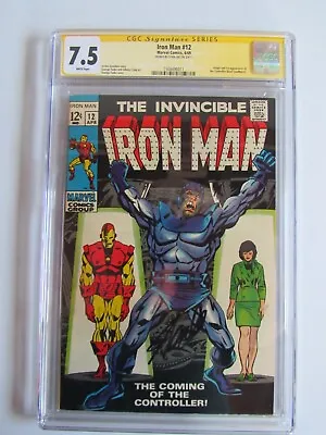 Buy Iron Man 12 CGC 7.5 WP SS Signed By Stan Lee Origin 1st Controller 1969 • 394.51£