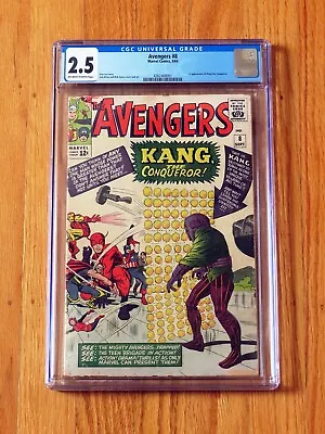 Buy AVENGERS #8 CGC 2.5 G OW-WP 1964 1st Kang The Conqueror Loki Disney+ • 212.83£