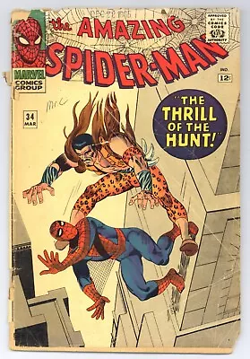 Buy Amazing Spider-Man 34 (G-) DITKO! Kraven Dresses As Spidey! 1966 Marvel Y510 • 27.18£