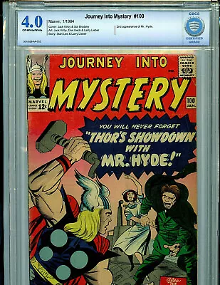 Buy Thor Journey Into Mystery #100 CBCS 4.0 1964 Marvel Comics 2nd Hyde B28 • 197.89£