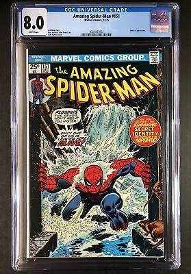 Buy Amazing Spider-Man #151  CGC 8.0  White Pages  Marvel Comics 1975 • 142.25£