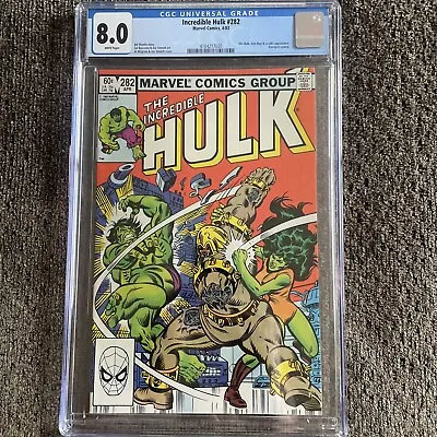Buy 1983 Marvel Incredible Hulk #282 1st Meeting Between Hulk She-hulk Cgc 8.0 White • 51.24£