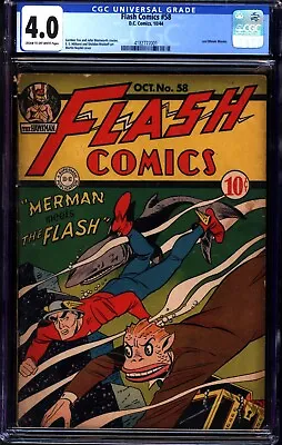 Buy Flash Comics #58 (1944) CGC 4.0; Flash Meets The Merman; Gardner Fox & Hibbard • 416.81£