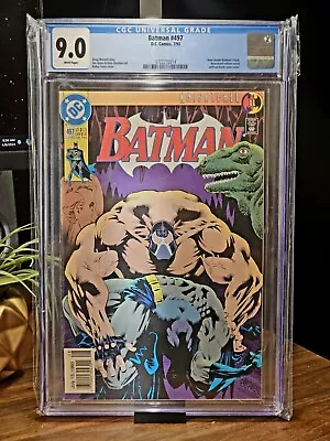Buy BATMAN #497 Rare NEWSSTAND (DC 1993) Iconic Bane Breaks Batman’s Back CGC 9.0 • 47.96£