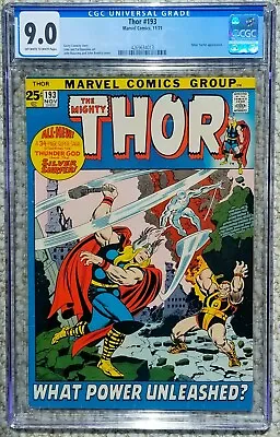 Buy Thor #193 Classic Thor Vs. Silver Surfer Cover Marvel 1973 CGC 9.0 OW-W • 150.93£