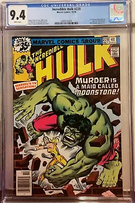 Buy Marvel Comics Incredible Hulk 228 CGC 9.4 1st App Moonstone • 157.66£