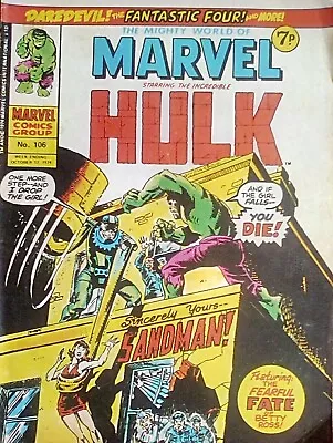 Buy The Mighty World Of Marvel Starring The Incredible Hulk No.106 October, 17 1974 • 4.49£