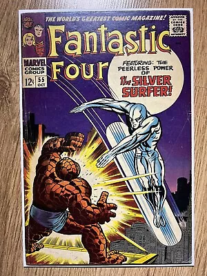Buy Fantastic Four #55 (1966) Classic Silver Surfer Vs Thing Battle Cvr! Lockjaw VG+ • 55£