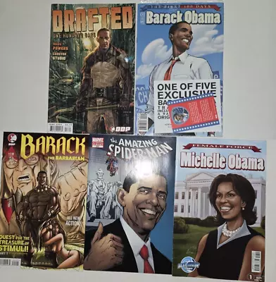 Buy 5 Comic Set Barack Obama AMAZING SPIDER-MAN #583 INAUGURATION Comic 2009 • 51.39£