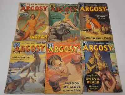 Buy Complete Serial Burroughs Red Star Of Tarzan Argosy Mar-Apr 1938 - Pulp • 236.81£