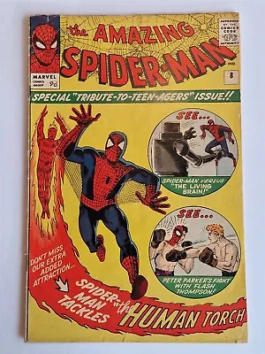Buy Amazing Spider-man #8 Vg+ (4.5) January 1964 Human Torch Marvel Comics ** • 499.99£