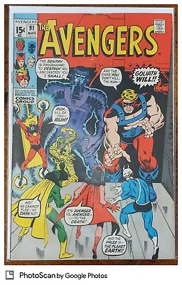 Buy Avengers 91 (1971) Scarlet Witch Captain Marvel Vision Bronze Age Marvel Comic • 47.39£