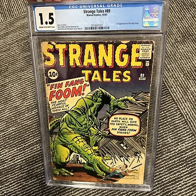 Buy Strange Tales #89 ⭐ CGC 1.5 ⭐ 1st Appearance Of FIN FANG FOOM! Marvel Comic 1961 • 867.34£