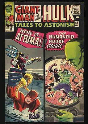 Buy Tales To Astonish #64 FN+ 6.5 Attuma! Kirby Cover! Stan Lee Script! Marvel 1965 • 45.06£