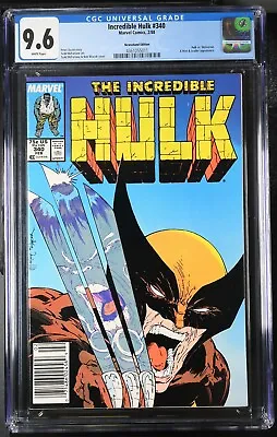 Buy Incredible Hulk 340 CGC 9.6 NM+ Newsstand McFarlane Cover W/ Wolverine 1988 Wow! • 393.58£