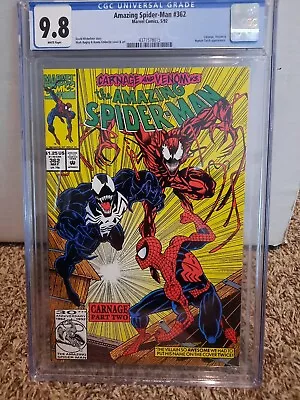 Buy Amazing Spiderman 362 Cgc 9.8 Marvel 1992 2nd Appearance Carnage WP 1st Print NM • 79.05£