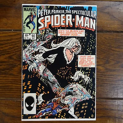 Buy Peter Parker Spectacular SPIDER-MAN Vol 1 #90 - BLACK CAT Marvel Comic 1984 (C3) • 22£