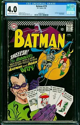 Buy Batman #179 Dc Comics 1966 Silver Age Cgc 4.0 Graded! 2nd Silver Age Riddler App • 198.60£